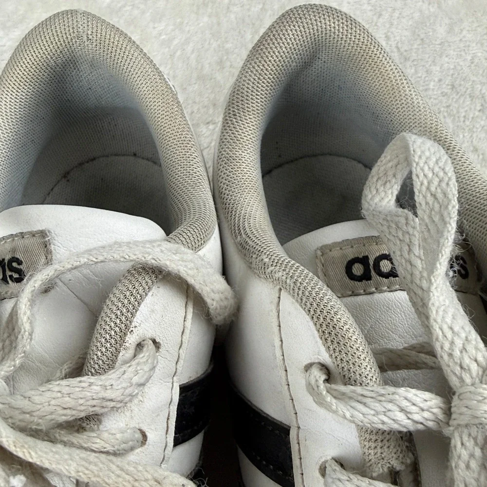 Adidas Baseline Shoes Womens Size 6 White Black 3‎ Stripes Court Sneaker AW4299
